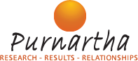 Purnartha logo representing research results and relationships, highlighting their focus on offering investment solutions to the elite.